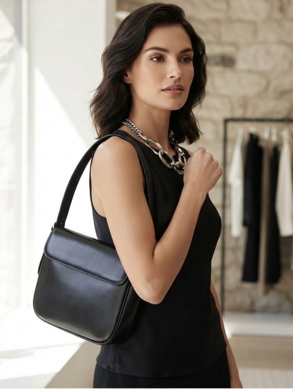 Vintage Cartier Black Patent Leather Shoulder Bag